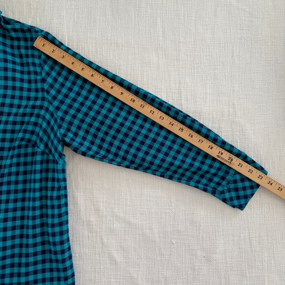 TALBOTS PLUS Button-Front Gingham Holiday Shirt – 100% Cotton – Blue – 1X - Picture 6 of 14